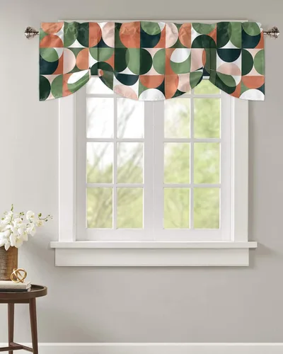 Vista 24 de Cortinas de cocina de Navidad, cenefa semitransparente ajustable con lazo, muñeco de nieve, copo de nieve, bolsillo para barra, tratamiento
