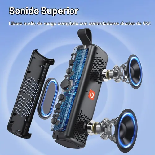 Vista 2 de DOSS E-gob II Altavoces Bluetooth portátiles con sonido superior y graves extra, IPX6 resistente al agua, micrófono integrado, controlador de 12 W