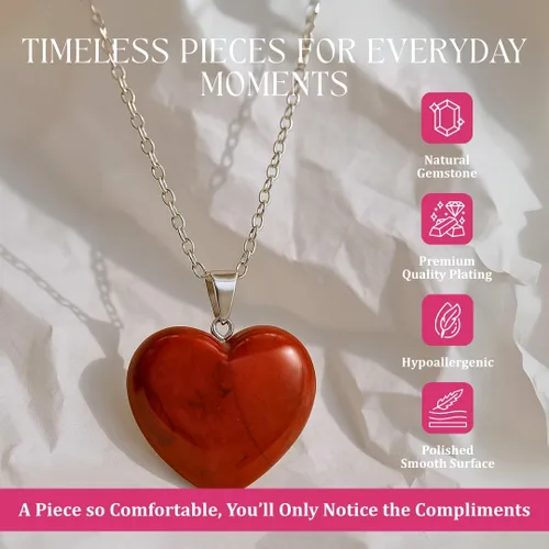 Vista 96 de Gempires Love - Collar con colgante de cristal de corazón para mujer, chapado en plata, cadena ajustable de 18 + 2 pulgadas