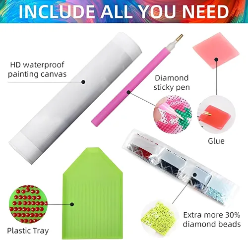 Vista 7 de RYMILIE Kits de pintura artística de diamante rosa para adultos, pintura de puntos de diamante de fresa para principiantes, pintura redonda 5D