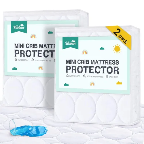 Vista 16 de Sábanas Protectoras de Colchón para Cuna Impermeables Paquete de 2, Funda Acolchada de Protector de Colchón para Cuna Ajustable para Colchón de Cama