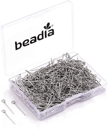 Vista 7 de BEADIA Alfileres de ojo abierto para la cabeza de oro para la fabricación de joyas de bricolaje 0.787 in 500pcs Dorado