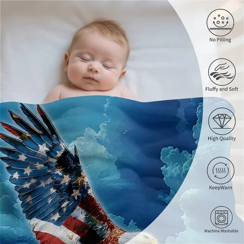 Vista 4 de American Eagle Manta de Vellón Súper Suave y Acogedora Manta de Tiro 40X50 pulgadas, Ligera Difusa Cómoda Texturizada Manta de Franela Manta de Tiro