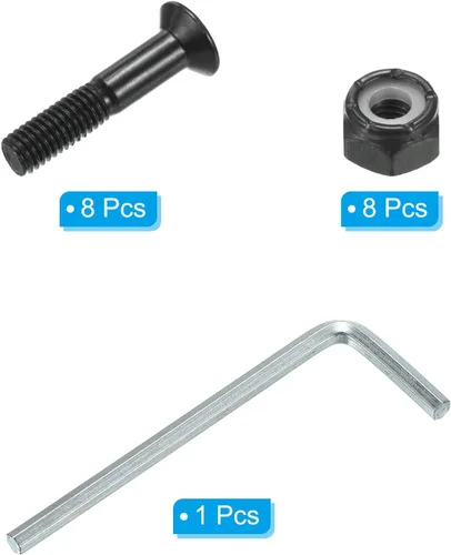 Vista 3 de PATIKIL Kit de herramientas para monopatín, tornillos de montaje, tornillos de cabeza hexagonal, juego de tuercas con llave para Longboard Cruiser