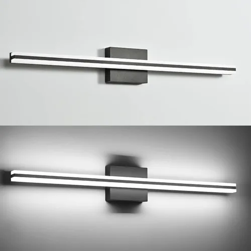 Vista 5 de SOLFART Lámpara de tocador de baño, color negro mate, 32 pulgadas, luces LED para baño, 6000 K, accesorios de pared ND