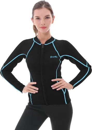 Vista 6 de GoldFin Top de Traje de Neopreno para Mujer, Chaqueta de Trajes de Neopreno de 0.079 pulgadas Manga Larga Tops de Neopreno para Aeróbicos Acuáticos