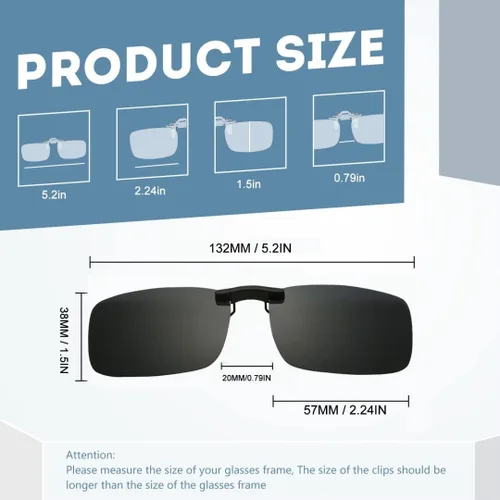 Vista 2 de Long Keeper Gafas de sol polarizadas con clip sin montura para mujeres y hombres, cuadrados, no abatibles, para pesca, conducción