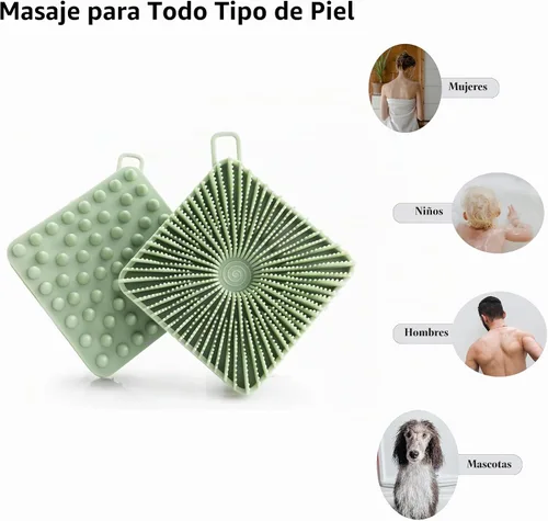 Vista 3 de 2 piezas cepillo exfoliante corporal de silicona, cepillo de champú corporal de silicona, esponja de silicona suave para piel sensible, masajeador