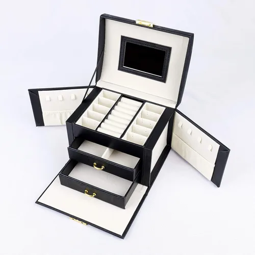 Vista 2 de VitaFeli Organizador de joyas de 3 capas Joyero 2 cajones menos espacio más capacidad con diferentes compartimentos de almacenamiento