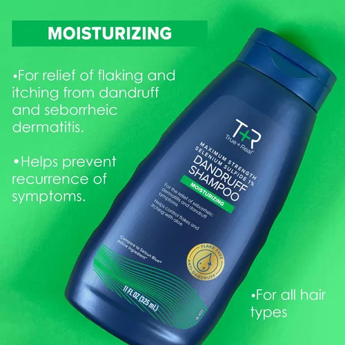 Vista 4 de True+Real Champú hidratante para la caspa con aloe y sulfuro de selenio 1%, 11fl oz