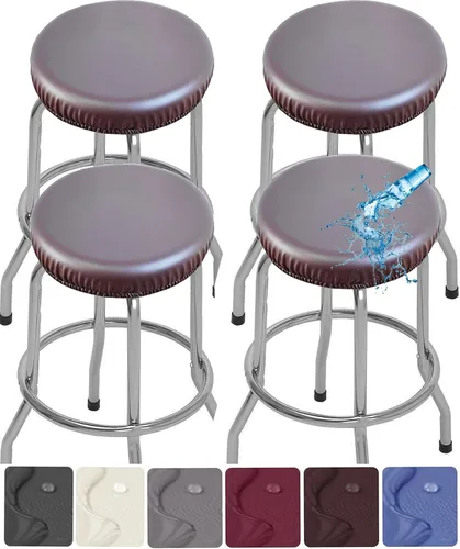 Vista 10 de Fundas para taburetes, paquete de 2 fundas elásticas impermeables de poliuretano para taburetes de bar, extraíbles y lavables, con bandas elásticas