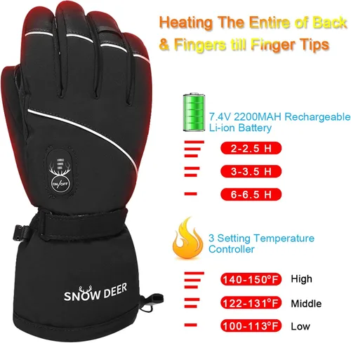 Vista 2 de Guantes Calefactables Mejorados para Hombres y Mujeres, Guantes Mitones Eléctricos de Batería para Esquí y Motocicleta