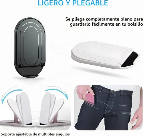 Vista 3 de [Paquete de 3] Soporte de teléfono celular para escritorio, soporte plegable portátil para iPhone, soporte de escritorio ajustable multiángulo