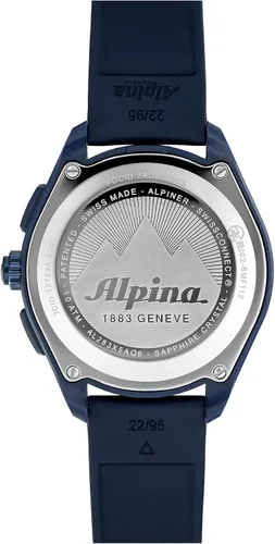 Vista 3 de Alpina Reloj inteligente de cuarzo suizo multifuncional con bisel de brújula bidireccional para hombre correa de goma azul marino
