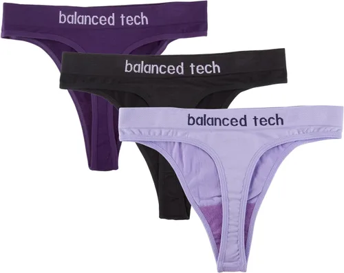 Vista 2 de Balanced Tech Ropa interior que absorbe la humedad para mujer, tangas de entrenamiento sin costuras, de secado rápido, tangas de viaje