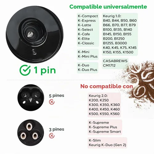 Vista 2 de CASABREWS Cápsulas de café reutilizables K Cup para cafeteras Keurig 1.0, 1