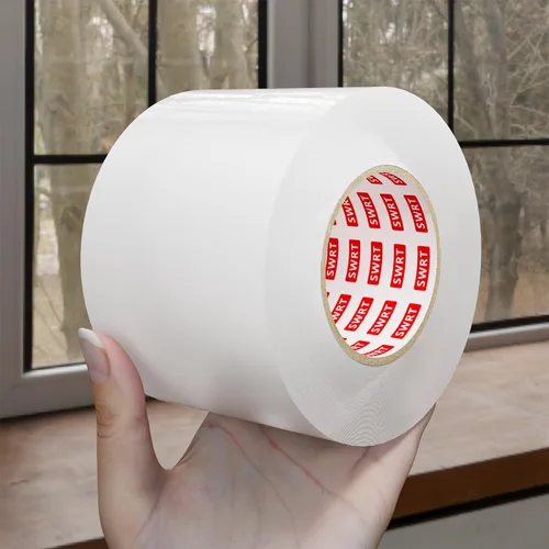 Vista 11 de SWRT 2 pulgadas x 27 metros 8 mil Cinta transparente resistente para sellado de ventanas, sin residuos, aislamiento de ventana para invierno