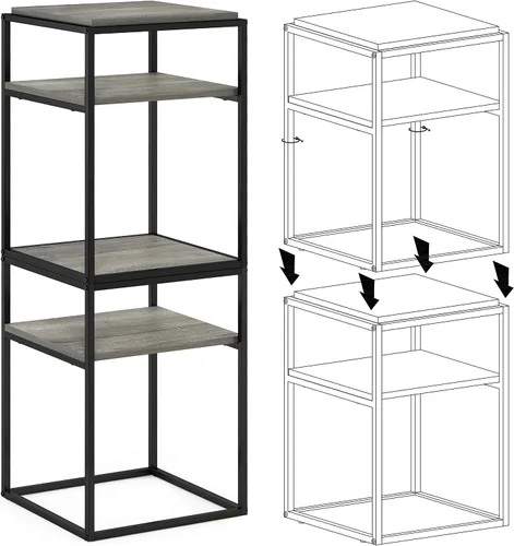 Vista 17 de Furinno JAYA Mesa auxiliar ovalada de diseño simple con contenedor, americano/cromo