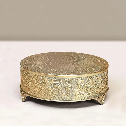 Vista 5 de Efavormart - Soporte redondo de metal en relieve dorado de 14 pulgadas, para decoración de fiestas y cumpleaños