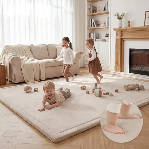 Vista 67 de Huloo Sleep - Tapete de juego para la habitación de bebés y niños pequeños, anticaídas, de espuma elástica de 1.3" de grosor, 28" x 72", terciopelo