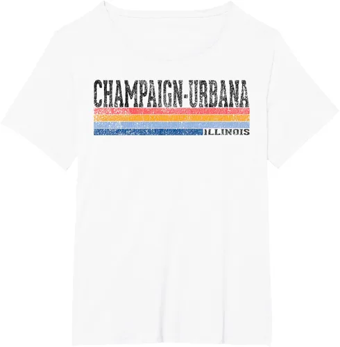 Vista 97 de clásico 1980s estilo champaign-urbana Illinois T Shirt, hombre 2XL, Blanco