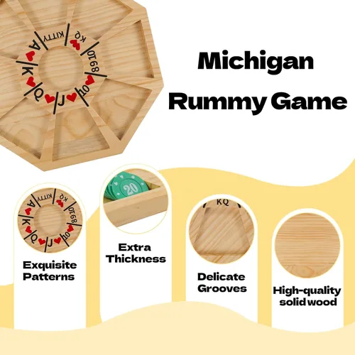Vista 3 de Jyquorp Juego de mesa Michigan Rummy Juego de lujo SetPerfect Mezcla de un juego real de Hearts Rummy Poker Juego de apuestas y engaño de tablero