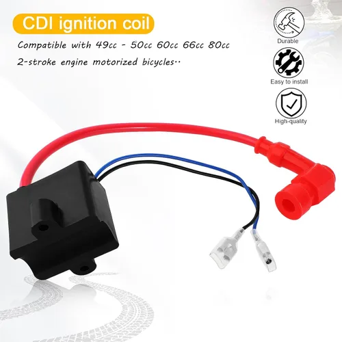 Vista 4 de Bobina de encendido CDI de alto rendimiento compatible con 49cc - 50cc 60cc 66cc 80cc motor motor de 2 tiempos bicicleta motorizada con piezas