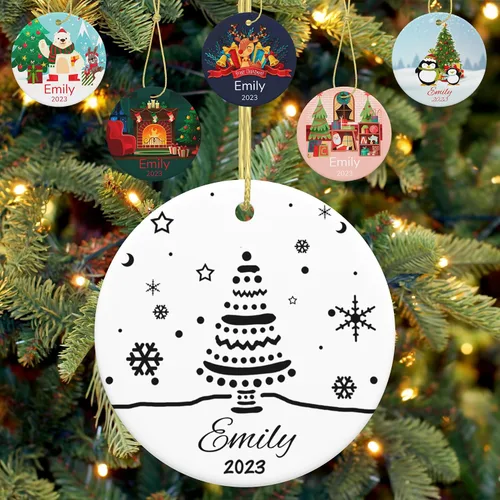 Vista 13 de Adorno personalizado para la primera Navidad del bebé, adornos de Navidad con foto personalizada 2023 con imagen y nombre, regalos personalizados