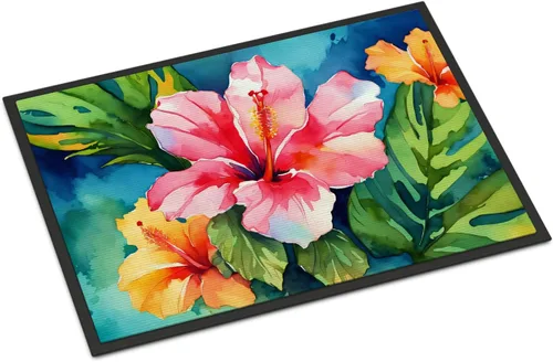 Vista 77 de Caroline's Treasures DAC1621MAT - Felpudo con diseño de camelia en acuarela de 18 x 27 pulgadas, tapete para puerta delantera, para interiores
