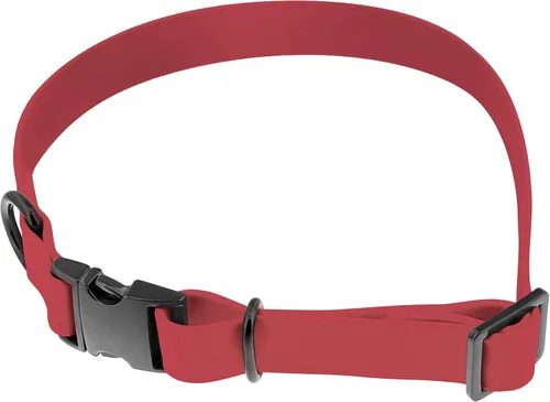 Vista 2 de MiMu Collar pequeño de silicona para perro, collar de perro elegante rosa de 17 pulgadas con hebilla de cierre y bucle de correa con anillo en D