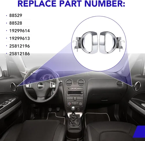 Vista 7 de 2 piezas Manija interior para puerta delantera y trasera del lado del conductor y del pasajero, reemplazo para Chevrolet HHR 2006-2011. Reemplaza
