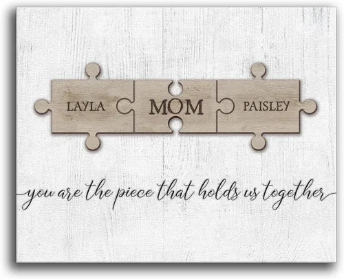 Vista 25 de Piezas de rompecabezas de mamá e hijos 3 nombres