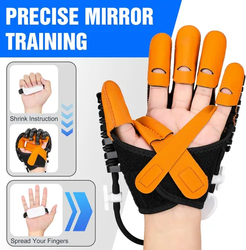 Vista 5 de Guantes de robot de rehabilitación de manos, 3ª generación, portátil, USB, equipo de recuperación de trazo de mano, 4 modos y 9 niveles de fuerza