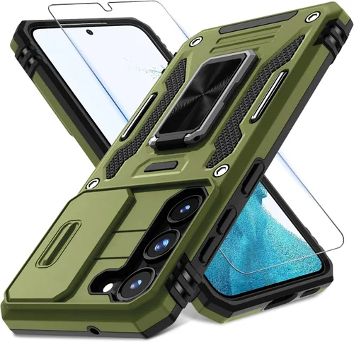 Vista 15 de DEERLAMN Funda para Samsung Galaxy S23 con Cubierta Deslizante para Cámara + Protector de Pantalla (2 Paquetes), Soporte de Anillo Giratorio