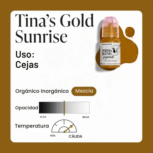 Vista 5 de Perma Blend - Tina's Gold Sunrise - Modificador de tinta Microblading - Tinta de tatuaje profesional - Maquillaje de tinta de tatuaje marrón