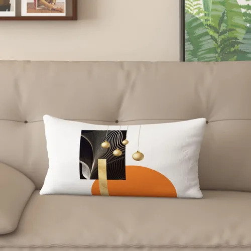 Vista 16 de Funda de almohada decorativa para sofá de sala de estar, patrón impreso de doble cara, funda de cojín naranja geométrica abstracta estilo nórdico