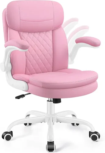 Vista 9 de Silla de oficina de cuero, silla de escritorio para computadora Negro