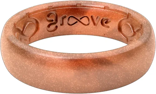 Vista 13 de Groove Life Anillo de silicona sólido y delgado - Anillos de boda de goma transpirables para mujeres, cobertura de por vida, diseño único, anillo