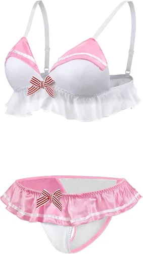 Vista 6 de Littleforbig Conjunto de bikini sexy sin mangas con cuello de marinero y espalda descubierta para mujer