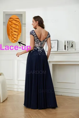 Vista 3 de Bordado cuello en V vestidos de madre de la novia para boda 2025 encaje gasa maxi formal madre novio vestido con aberturas
