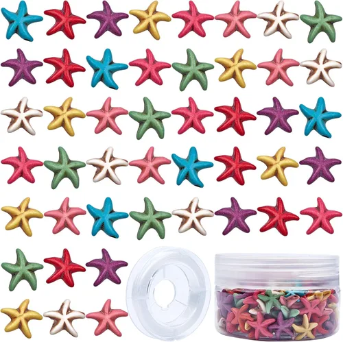 Vista 9 de SUNNYCLUE 1 caja de 120 cuentas de estrella de mar, cuentas de estrella de mar, estrella de mar, océano, animal de doble cara, transparentes