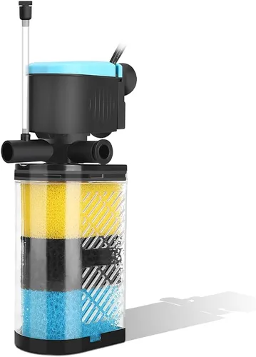 Vista 8 de Filtros de acuario – Filtro de acuario de 3 etapas, filtro interno en el tanque, filtro para peceras de peces y tortugas para tanques de peces