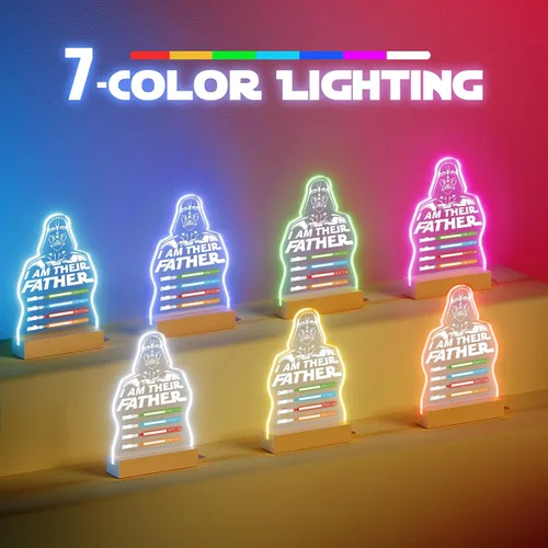Vista 2 de iDIY Regalos personalizados para el día del padre, sable de luz nocturna 3D con nombre personalizado, lámpara de letrero con texto en inglés "I Am