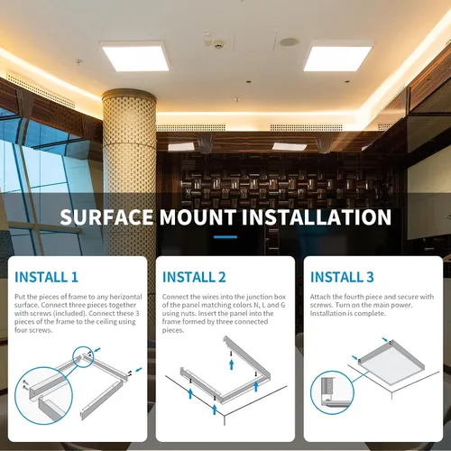 Vista 3 de Kit de montaje en superficie de 1 x 4 para panel plano LED, marco de techo de aluminio para 12 x 48 x 3.13 pulgadas, bueno para panel iluminado