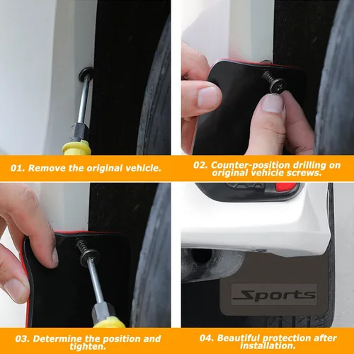 Vista 6 de 4 unidades de guardabarros de tamaño mini universal para automóvil, protector contra salpicaduras, apto para sedán, hatchbacks, protector de lodo