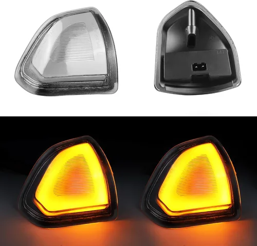Vista 2 de Jinfili Espejo de remolque lateral LED de repuesto para Dodge Ram 1500, 2010-2018, Dodge Ram 2500 3500 68302828AA 68302829AA lente transparente