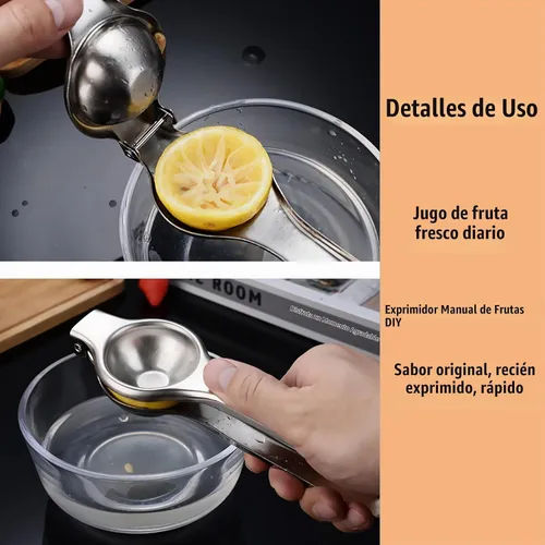 Vista 5 de Exprimidor manual de limones, exprimidor de cítricos, herramienta de barra exprimidora de lima, prensa de frutas de mano resistente para naranja