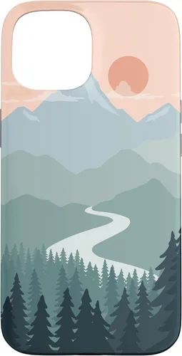 Vista 6 de Boho Chic Pines Forest Mountains Landscape Minimal Sunset Case for iPhone 16