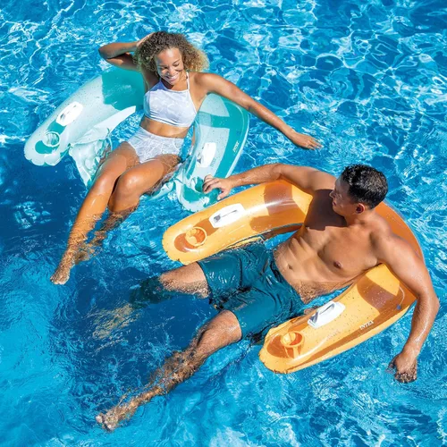 Vista 3 de Intex 58859EP Sit 'N Float Flotador inflable para piscina: Reposera con portavasos incorporados – Asas resistentes – Capacidad de peso de 220 lb