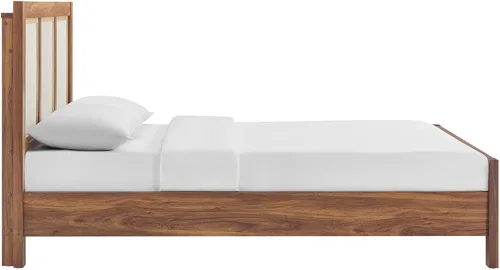 Vista 5 de Modway Capri Mid-Century - Cama de tamaño Queen moderna en nogal con cabecero y estribo